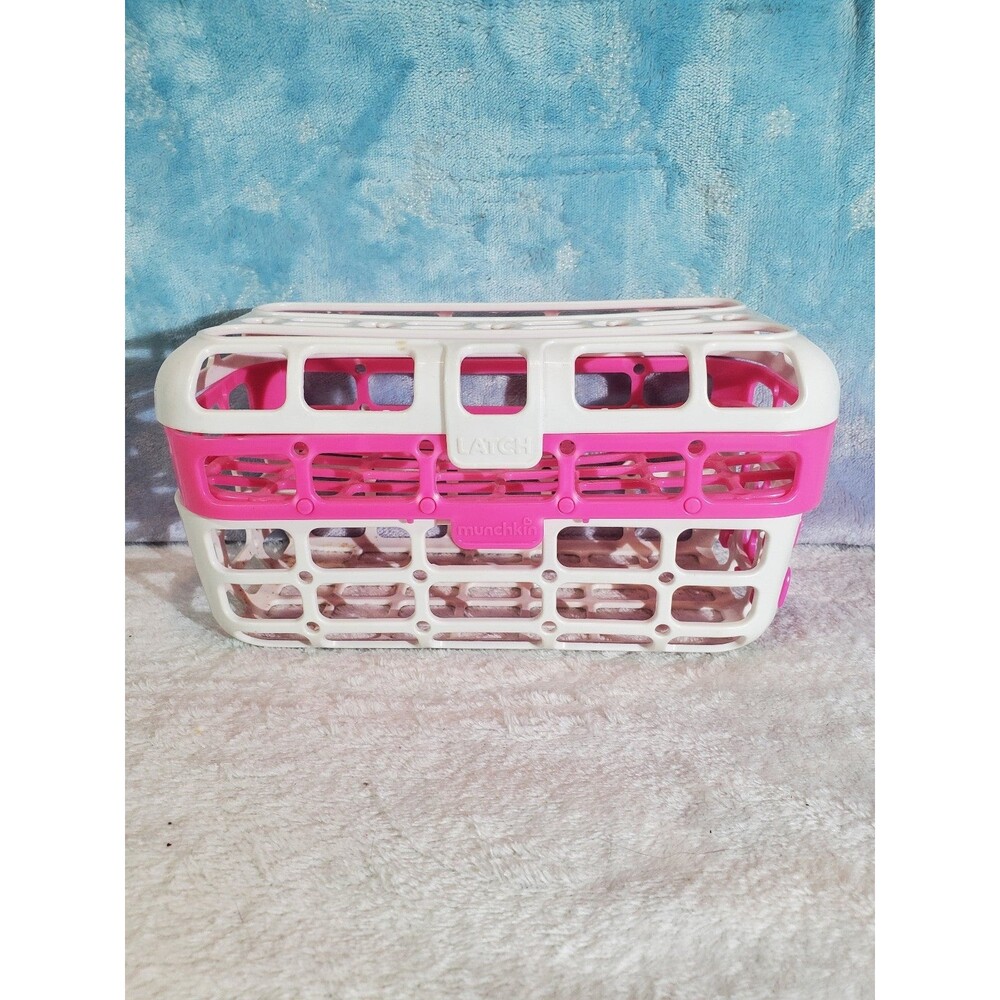 MUNCHKIN Pink & White High Capacity Dishwasher 2 Section Basket Container